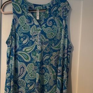 Paisley Print Sleeveless Blouse